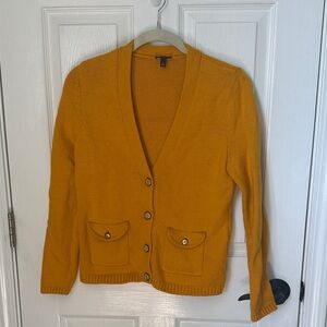 Talbots Mustard Yellow Button-Front Cardigan
